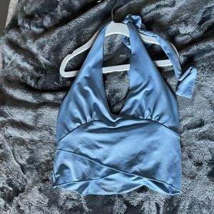 blue crop top size small never worn